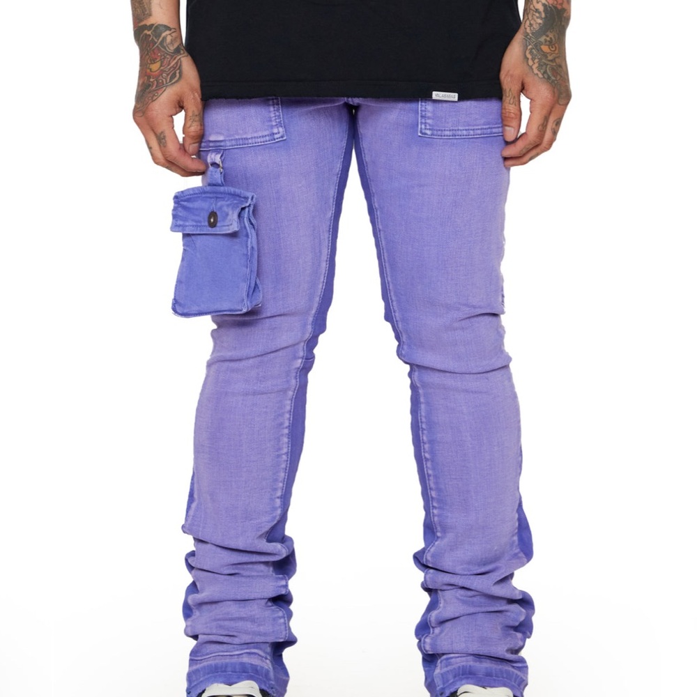 Purple Men's Jeans with Side Pocket